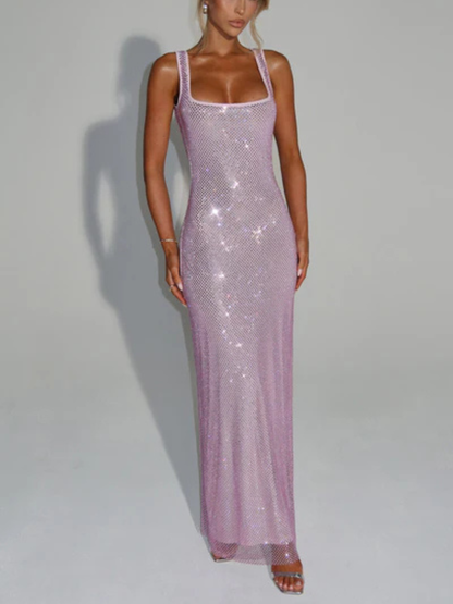 Anika |  Elegante Glanzende Maxi Jurk