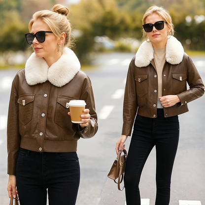 Roxy - Leren jas imitatiebont
