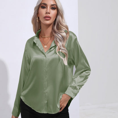 Anita - Elegante satijnen slim fit blouse