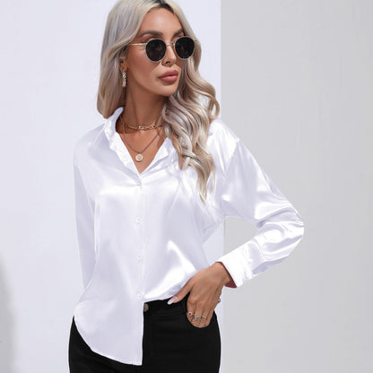 Anita - Elegante satijnen slim fit blouse