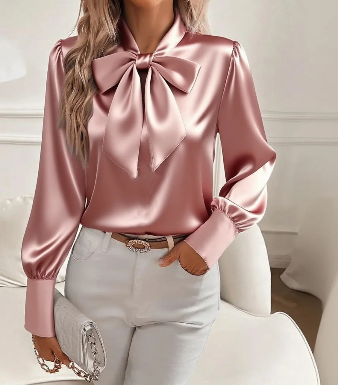 Satijnen Blouse met Strik